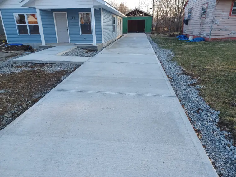 New concrete driveway