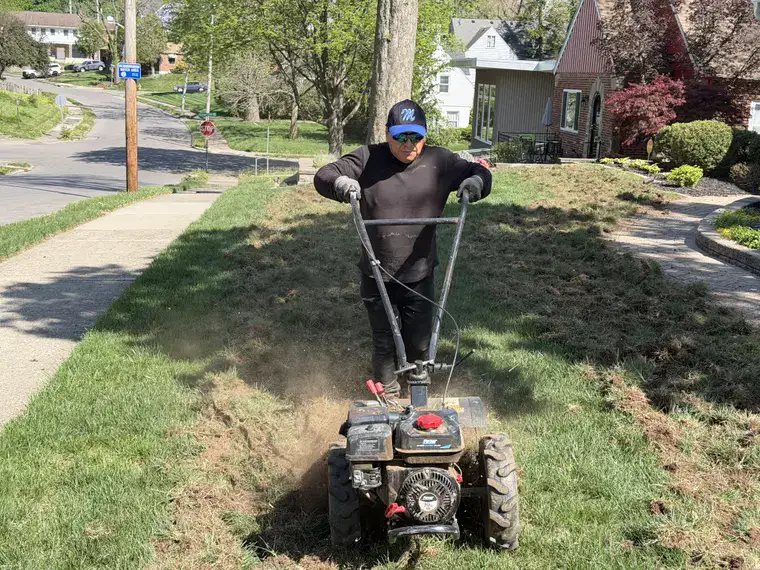 Stripping the old lawn before new sod